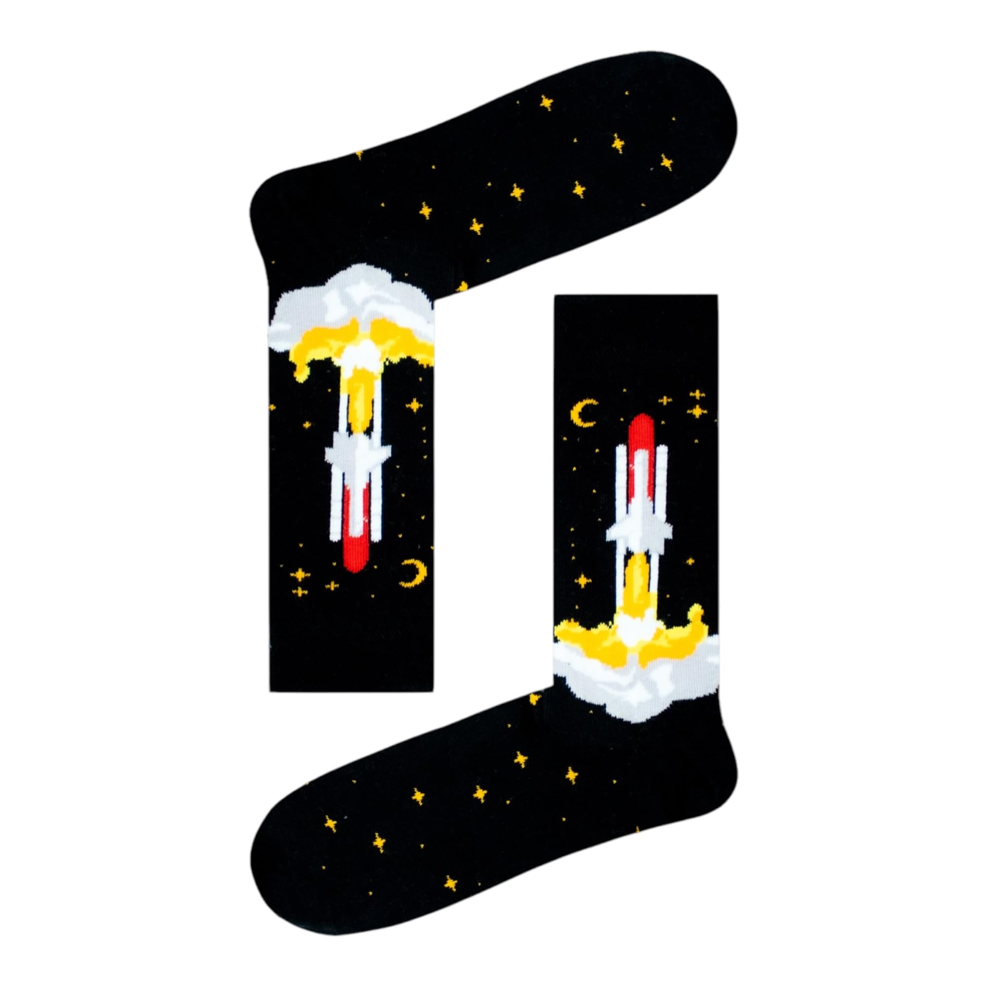 Socks Stars Unisex Black Rocket Pattern Fun Socks Nasa Gifts Space Funky Novelty Premium Cotton