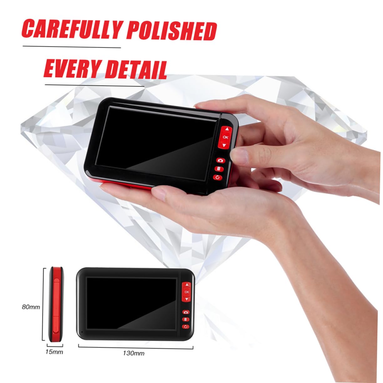 OUNONA Écran Lcd Industriel de 4 3 Pouces de Diamètre 8 Mm pour L'inspection Du Moteur L'entretien Des Voitures Et L'endoscope