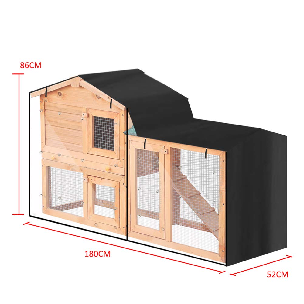 Copertura per conigliera, resistente 210D Copertura termica per conigliera Copertura per coniglietto Perfetta vestibilità con finestra a punta - 180 cm L x 52 cm B x 86 cm H