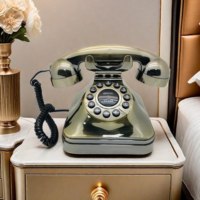 Miniatura 3 de Teléfono residencial retro de línea fija, teléfonos de escritorio antiguos con cable TelPal con cable, juego de teléfono analógico decorativo