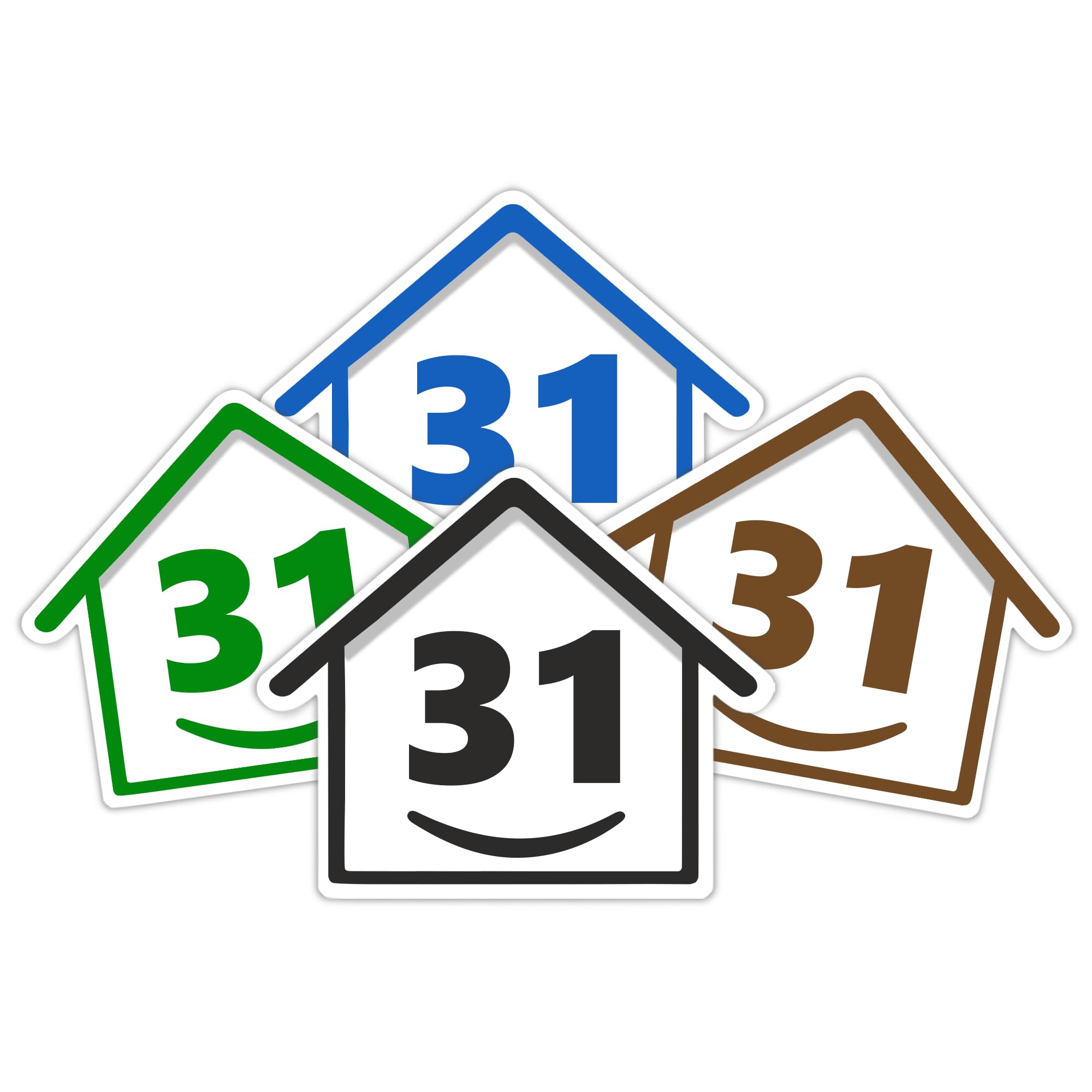 4 x Bin Numbers for Wheelie Bins, 1-99, 15cm ‘Happy House’ Colour Design Dustbin Stickers, Easy Application Stick On Number Stickers - Weatherproof Self Adhesive Vinyl – Blue, Black, Green, Brown (25) — view 79