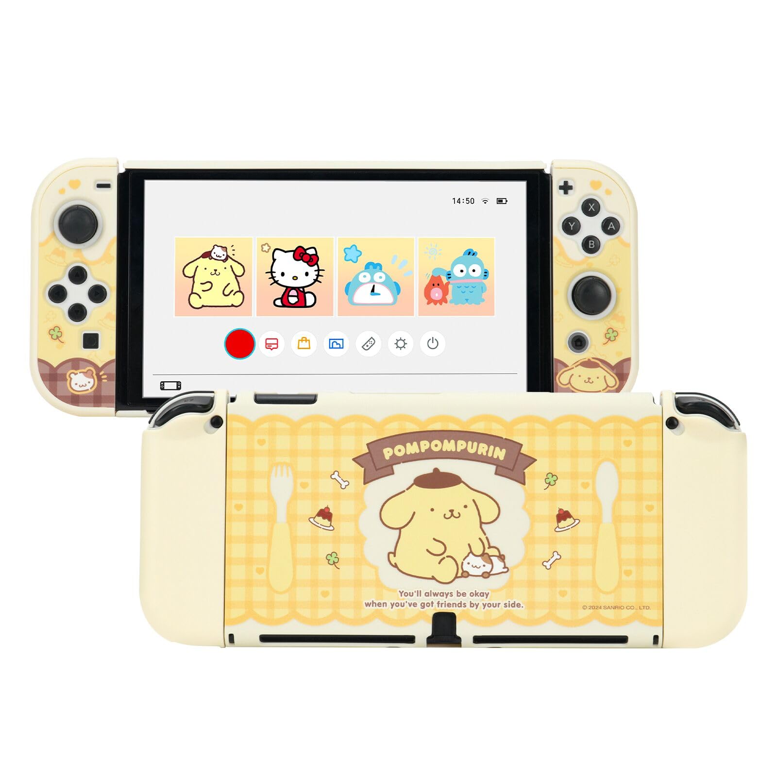 Kuitmor Schutzhülle für Switch OLED, Schlanke Hülle mit Kratzfestem und Stoßdämpfendem Design, Rutschfeste Griffhülle, Weiche Anti-Kratz Skin Kompatibel mit Switch OLED (Gelbe Pompompurin)