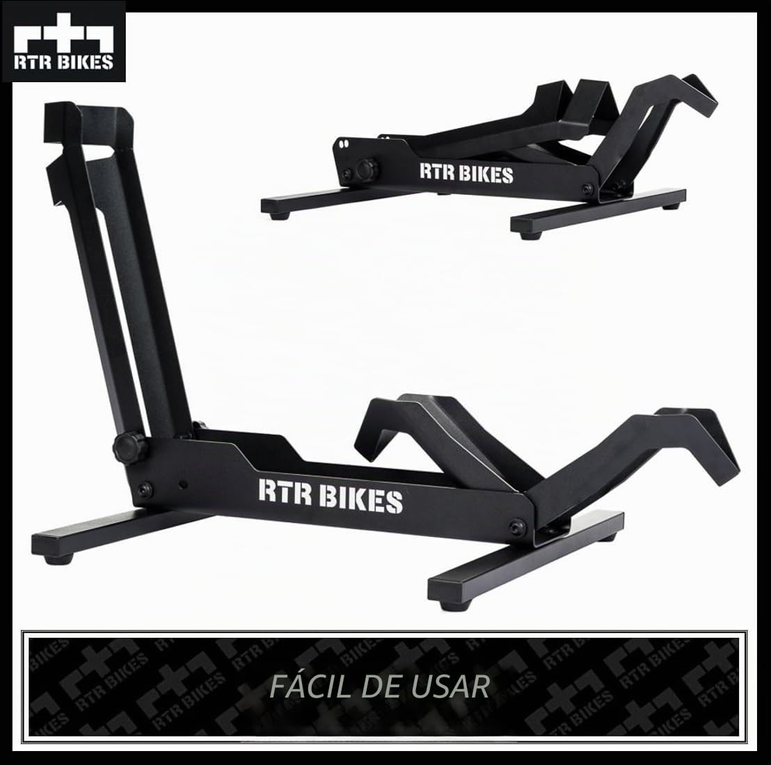 RTR BIKES Brutus Soporte Bicicleta Suelo Profesional – Base Robusta para E-Bike y MTB hasta 30kg – Acero Estable – Compatible Ruedas 26-29" y Neumáticos 2,8" – Made in EU