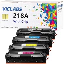 مع استبدال مسحوق الحبر Chip218A W2180A لخراطيش الحبر HP 218A W2180A W2181A W2182A W2183A للاستخدام في طابعات HP Color LaserJet Pro 3201 3201dw 3301 3301fdw 3301cdw 3301sdw 4 ألوان