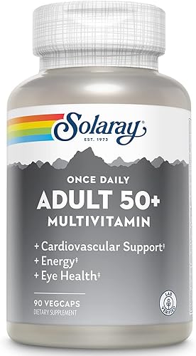 Solaray Once Daily Adult 50+ Multivitamínico completo para mujeres y hombres, vitaminas esenciales y minerales quelados para energía saludable,