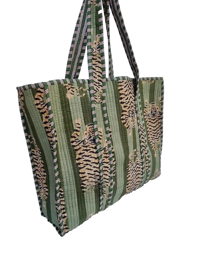 Image of Women's 100% Cotton Lightweight Shoulder Tote Bag with Interior Poeckt Casual Handbag for Women