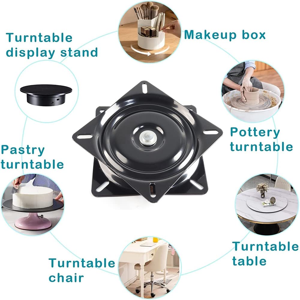 Roulement De La Table Rotative, Plaque Tournante Carrée, Plaque Tournante à Billes D'Acier, Roulement à Billes De Table Rotative à 360°, Pour Bureaux, Étagères, Bureaux, 6 Pouces, Noir