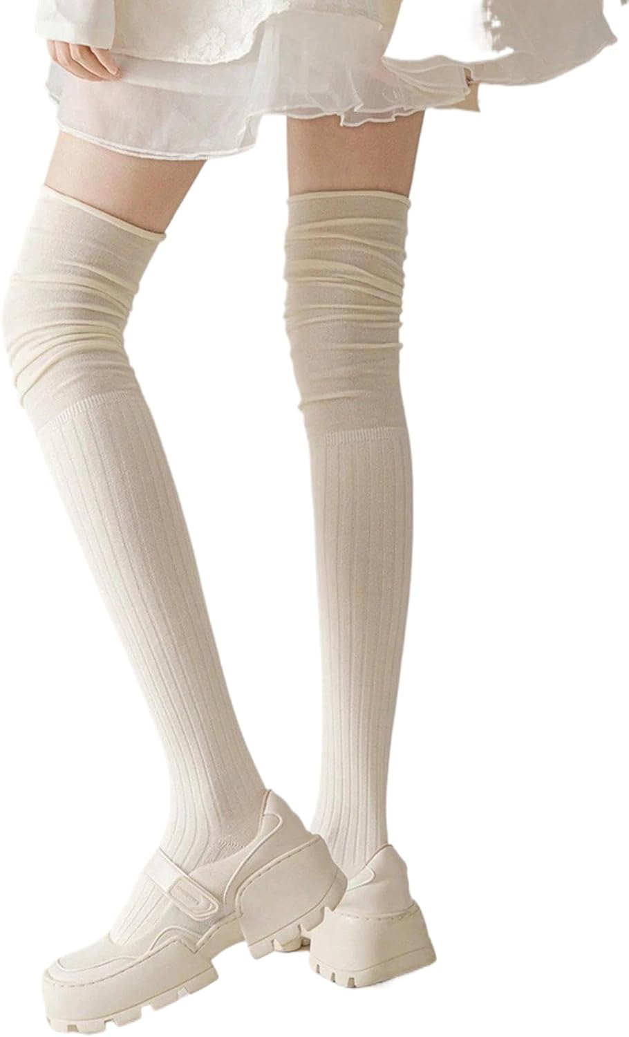 Women's Over Knee High Socks, Slouch Top Thigh High Boot Socks, Winter Knit Boot Sock