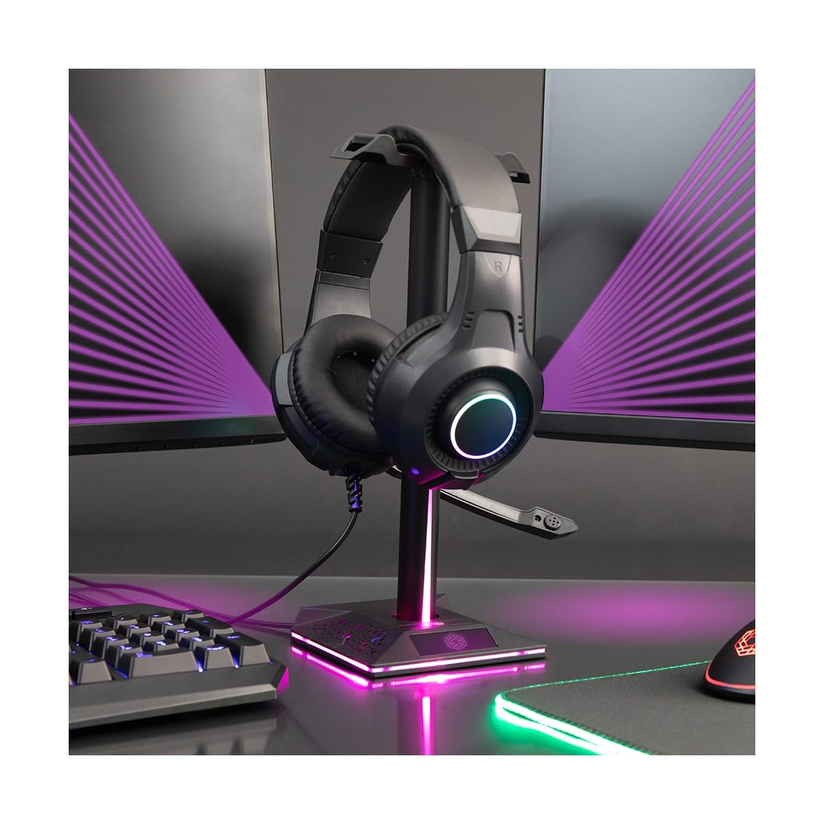 Livoo Soporte para Auriculares Gaming con Hub
