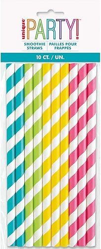 Pajitas surtidas de papel a rayas, 10 unidades, estilo Unique y divertida experiencia de beber, perfectas para fiestas, celebraciones y uso diario