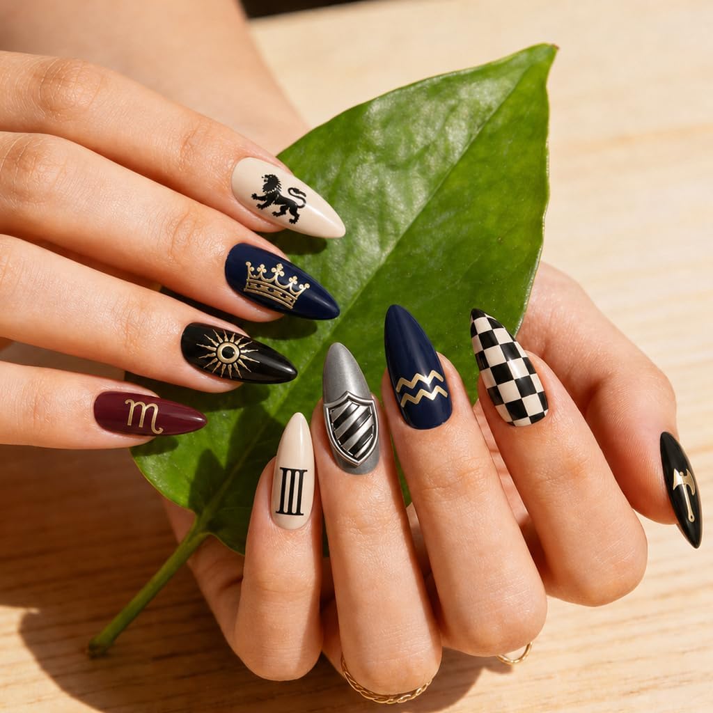 PH PandaHall 3pcs Letters Number Nail Stamping Plates 12 Zodiac Nail Art Templates Vintage Badges Icons Nails Art Stencils Personalized Alphabet Nails Design Stamp for Women Manicures Salon Printing