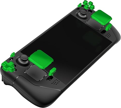 Miniatura 8 de eXtremeRate Juego completo de botones de repuesto verde cromado para Steam Deck, parachoques ABXY D-pad Trackpad personalizados botones de disparo y