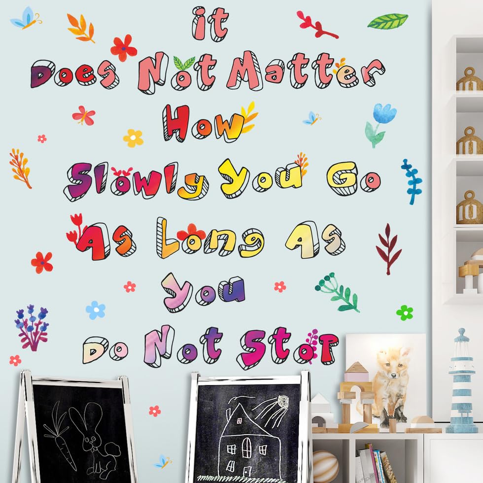 Vinilos decorativos con frase motivacional y flores miniatura 4