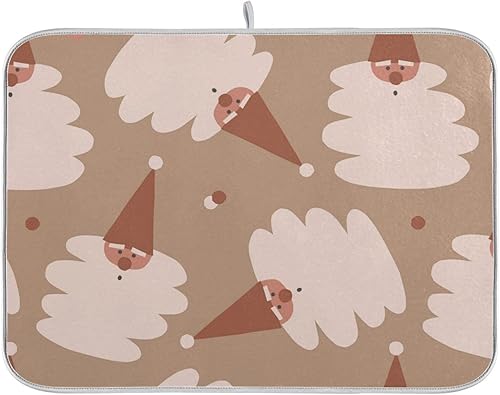 Miniatura 1 de Santa Claus Head Drying Dish Mat Dish Draining Mat For Kitchen Counter Dish Drainers Mat Tapete Para Cocina 16'' x 18''