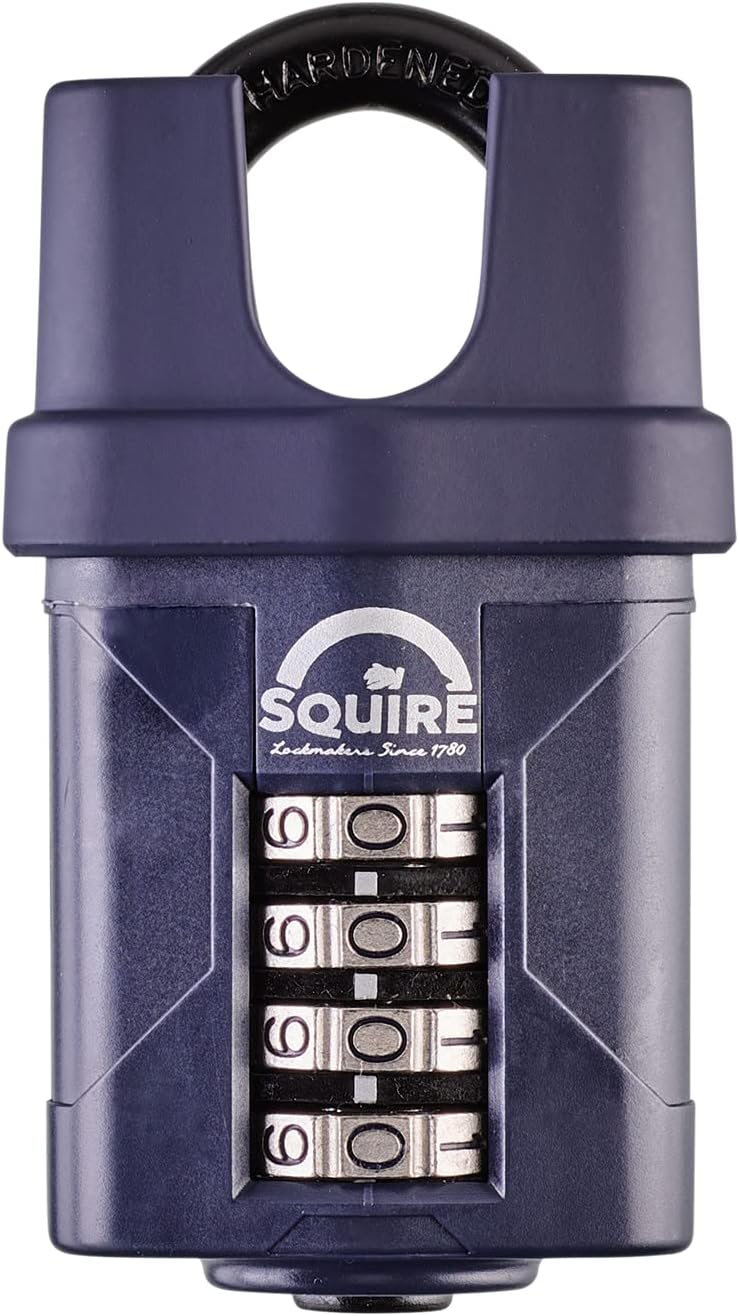 Heavy Duty Padlock (CP50CS) - Toughest Closed Shackle - 4 Wheel Combination Padlock - Alloy Steel for Corrosion Resistance - Weatherproof Lock for Home, School & Garage (Blue, 50 mm)
