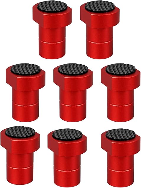 8 Pack 3/4" Bench Dogs Bench Brake, 19mm Aluminum Alloy Bench Dogs Stops with Non-Slip Pads for 19mm Dog Hole Workbench MFT Tables, Woodworking & DIY Projects (Red)