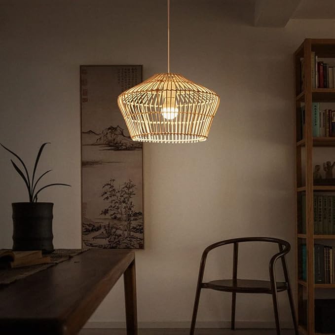 CWVYKNP Hangende lamp Moderne Boho Hangende Kroonluchter Handgemaakte Inbouwlamp Met Geometrie Bamboe Hanglamp Zuidoost-Aziatische Stijl Voor Keuken, Slaapkamer photo 2