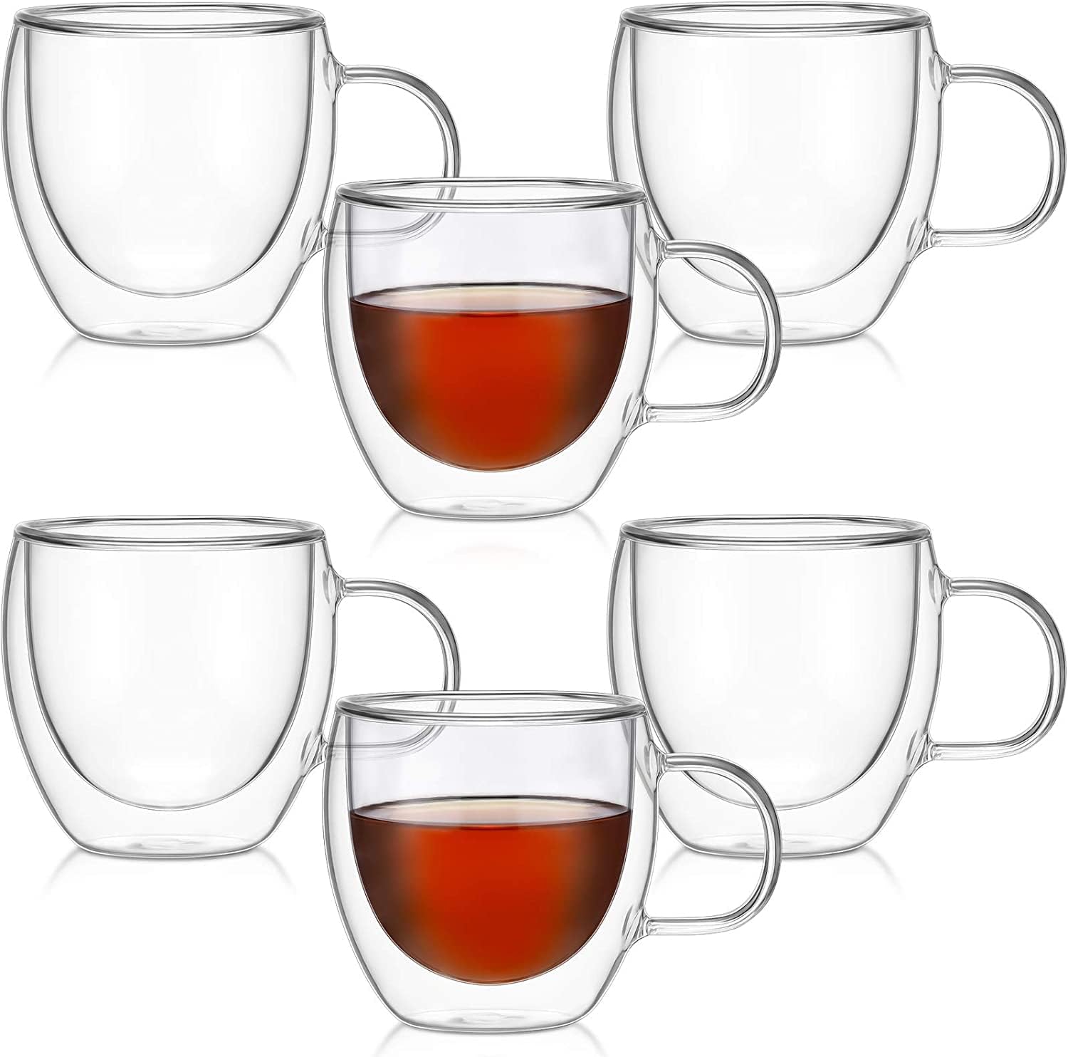 DOMINGO HUB® Double Wall Glass Tea-Coffee Cup 250 ML, Set of 2 Borosilicate Glass Double Wall Extra Wide Fancy Tea-Coffee Mug, Insulated Coffee Mugs, Espresso, Latte, Cappuccino 1