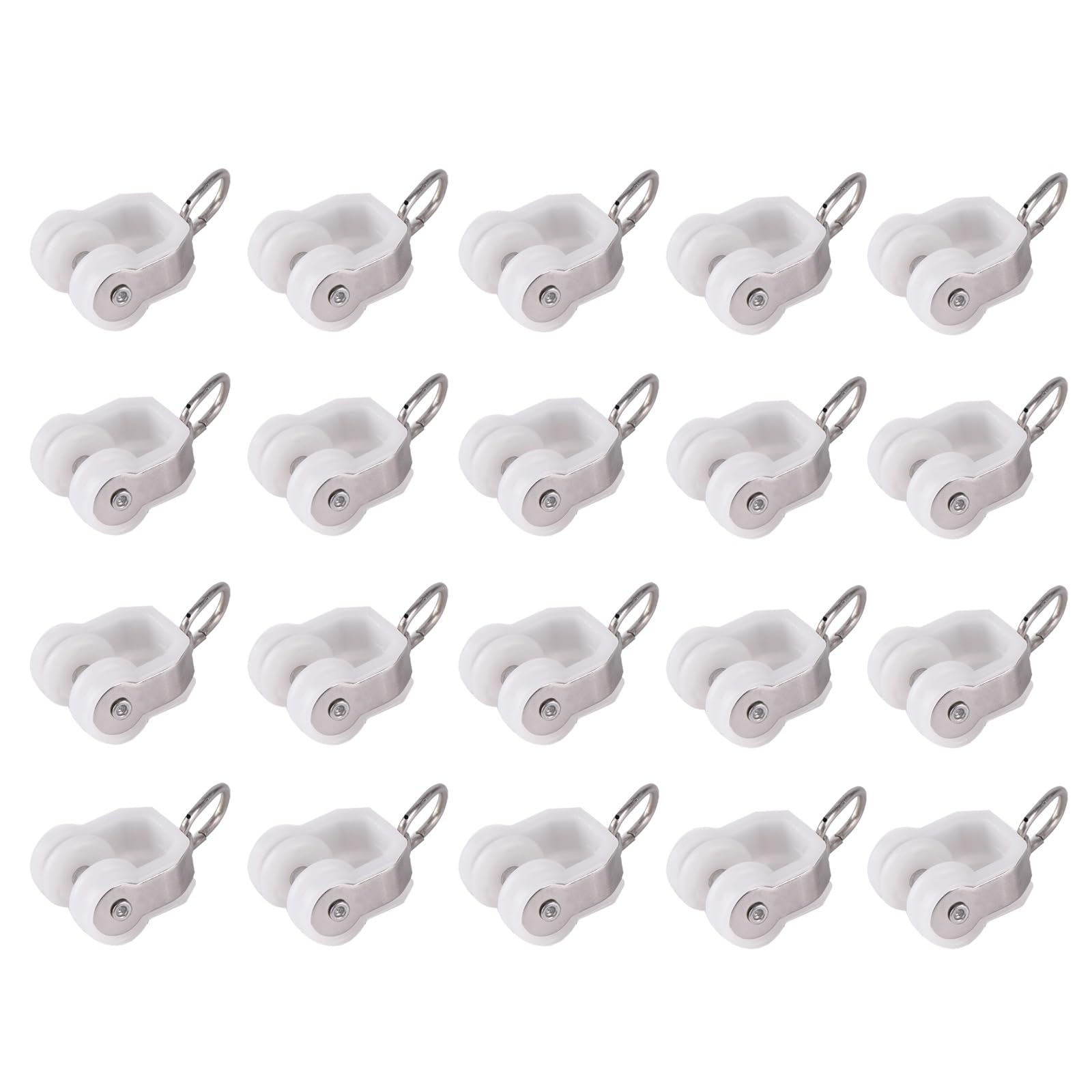 Curtain Glider Hooks Curtain Rail Rollers, Heavy-duty Curtain Rail Pulleys Runners, Durable Metal Carriers Rollers For Flexible Ceiling Curtain Track, 10/20/50pcs Mute Wheel Drapery Runners(20 PCS)