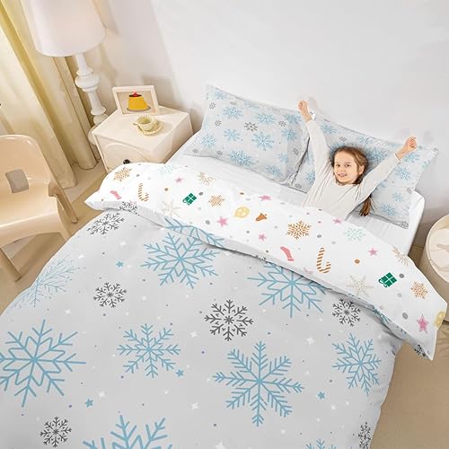 Vista 86 de Juego de funda de edredón rosa de Navidad para niñas, tamaño matrimonial, lindo juego de ropa de cama de dibujos animados de pingüino de Papá Noel