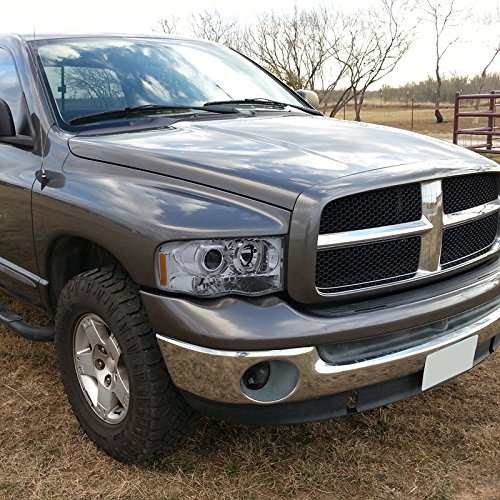 Chrome Housing LED Halo Projector Headlights Made For 02-05 2002 2003 2004 2005 Dodge Ram 1500 2500