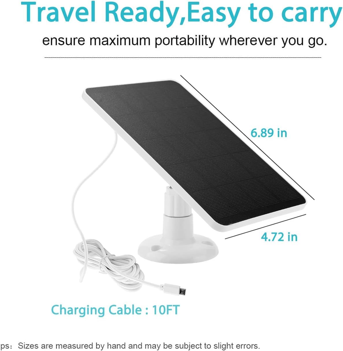Solar Panel Charger For Blink Outdoor Camera - 10ft Cable, Micro-USB & Type-C Port, Adjustable Mount