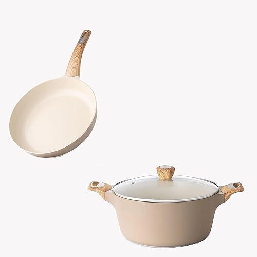 SENSARTE Sartén antiadherente de cerámica, olla de sopa de 2.6 cuartos de galón, cacerola de cocina, sartenes antiadherentes para tortillas, no