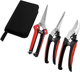 Baugger Tesouras de poda,3 peças tesoura de poda para aparar árvores de jardinagem podador manual tesoura de podar cortador de galhos de aço inoxidável