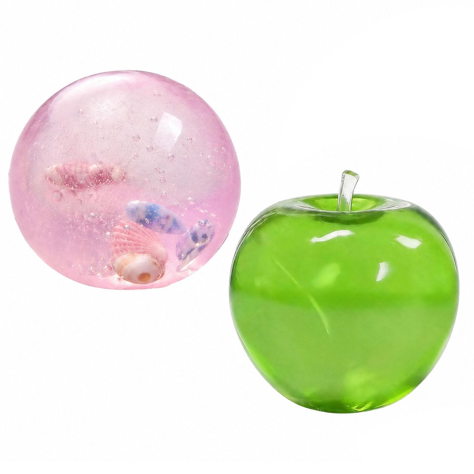 2PCS Apple Squishy, squishy apple, Relaxing Tools that Provide Satisfying Tactile Experience, Green Apple and Shell Design for Desk Decor