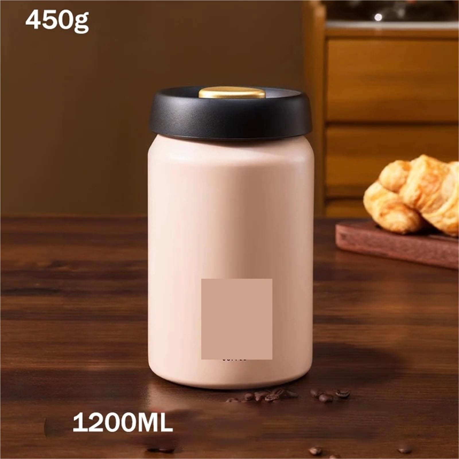 KaffeebohnenbehäLter Aus Edelstahl Vakuumversiegeltes Kaffeebohnenglas aus Edelstahl, Vorratsglas for Kaffeebohnen FüR Kaffeebohnen, Kaffeepulver(1200ml)