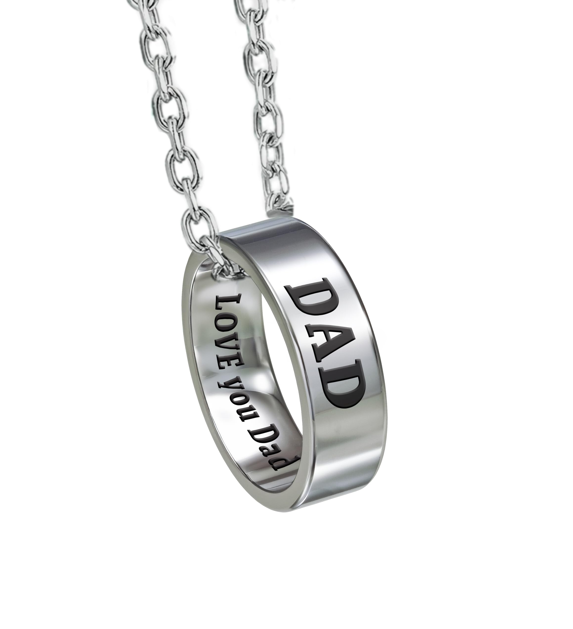 Sentimental Gifts For Dad Ring Engraved Stainless Steel with Necklace Chain | Christmas Presents for Dad Gifts from Daughter or Son | Christmas Presents for Dads Daddy Gift for Fathers Day
