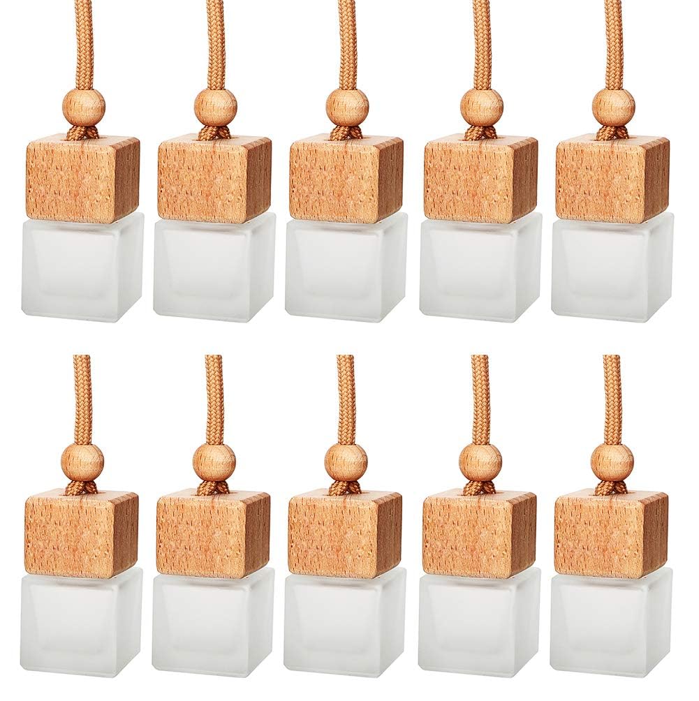 Hunky Dory 6pcs 8ml Frosted Hanging Car Air Freshener Diffuser Bottles Empty Glass Perfume Bottle Pendant for Essential Oil Fragrance Aromatherapy Bottle Ornament