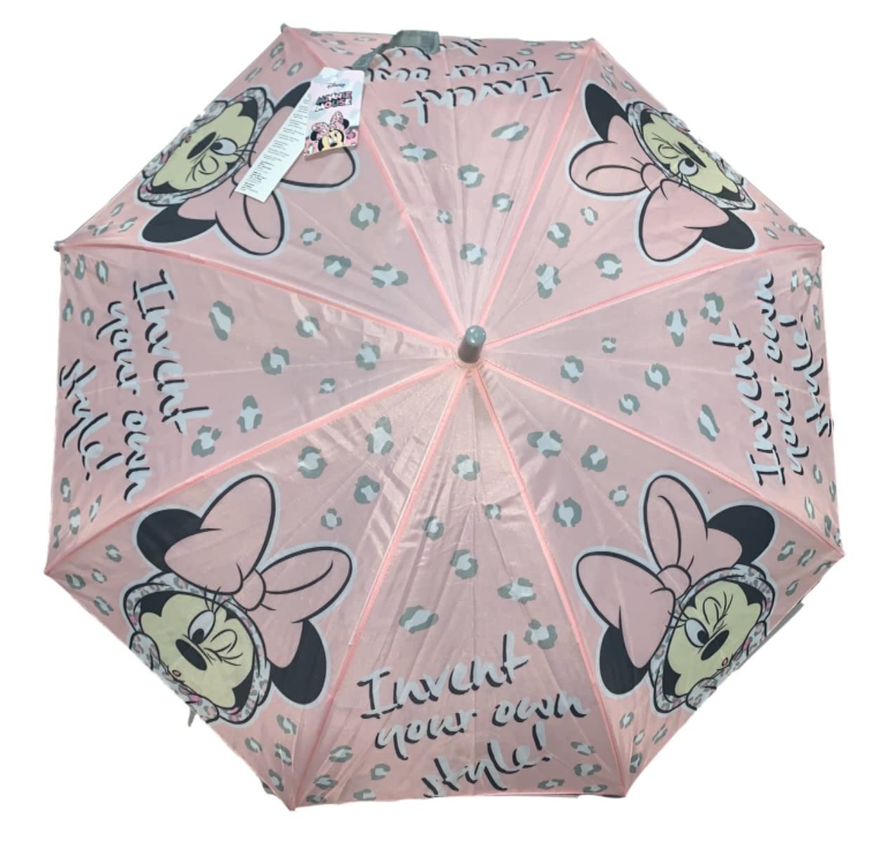 Official Disney Minnie Mouse `Invent Your Own Style` Kids Girls Rain Stick Umbrella | Disney Minnie Mouse Girls Gift Idea, Back To School
