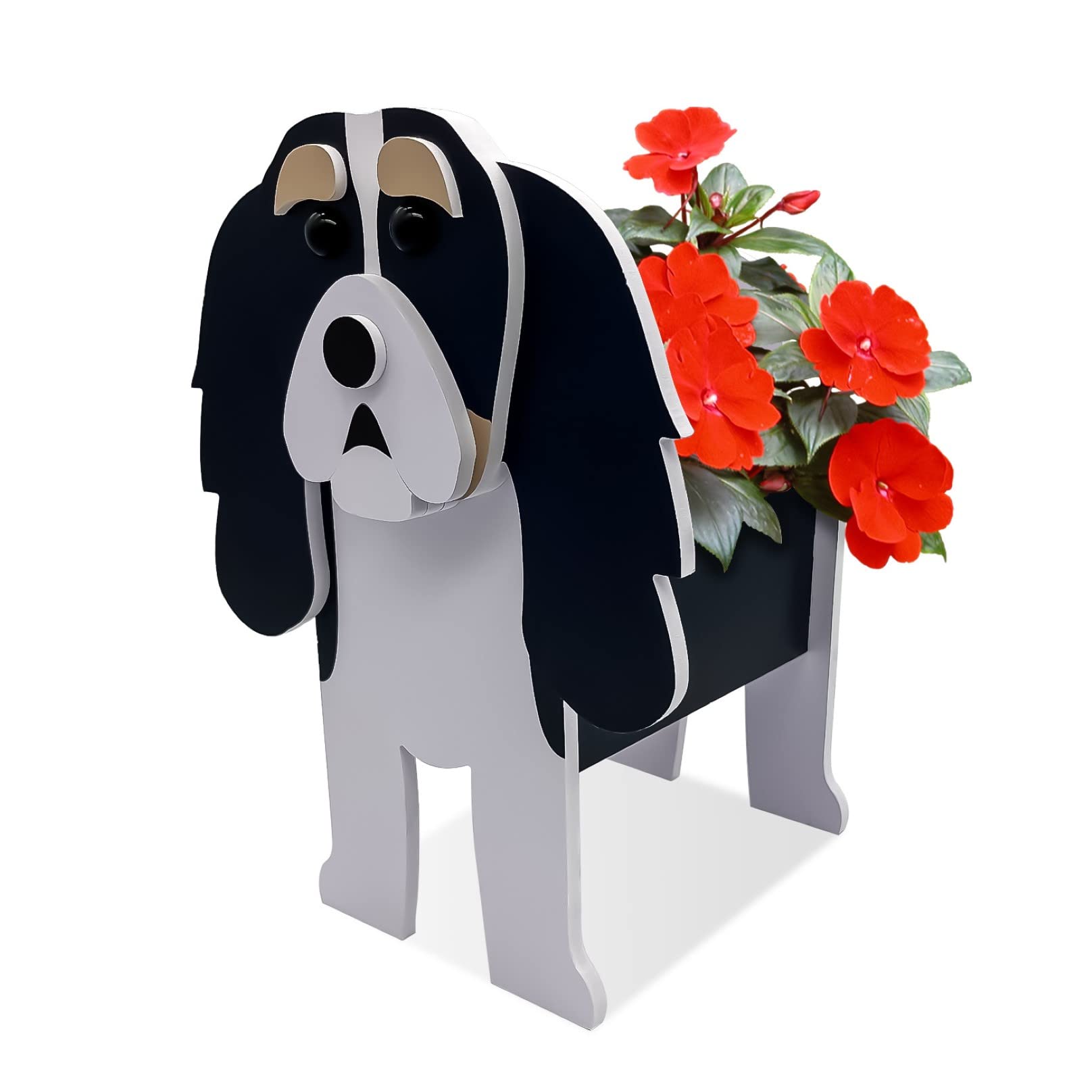 TTiiLoe Cute Dog Planter, Cavalier King Charles Plant Pots, PVC Herb Garden Flower Pots, Dog Cartoon Shaped Plant Container Holder, Gifts for Pet Lovers, 24x18cm/9.44x7.08in