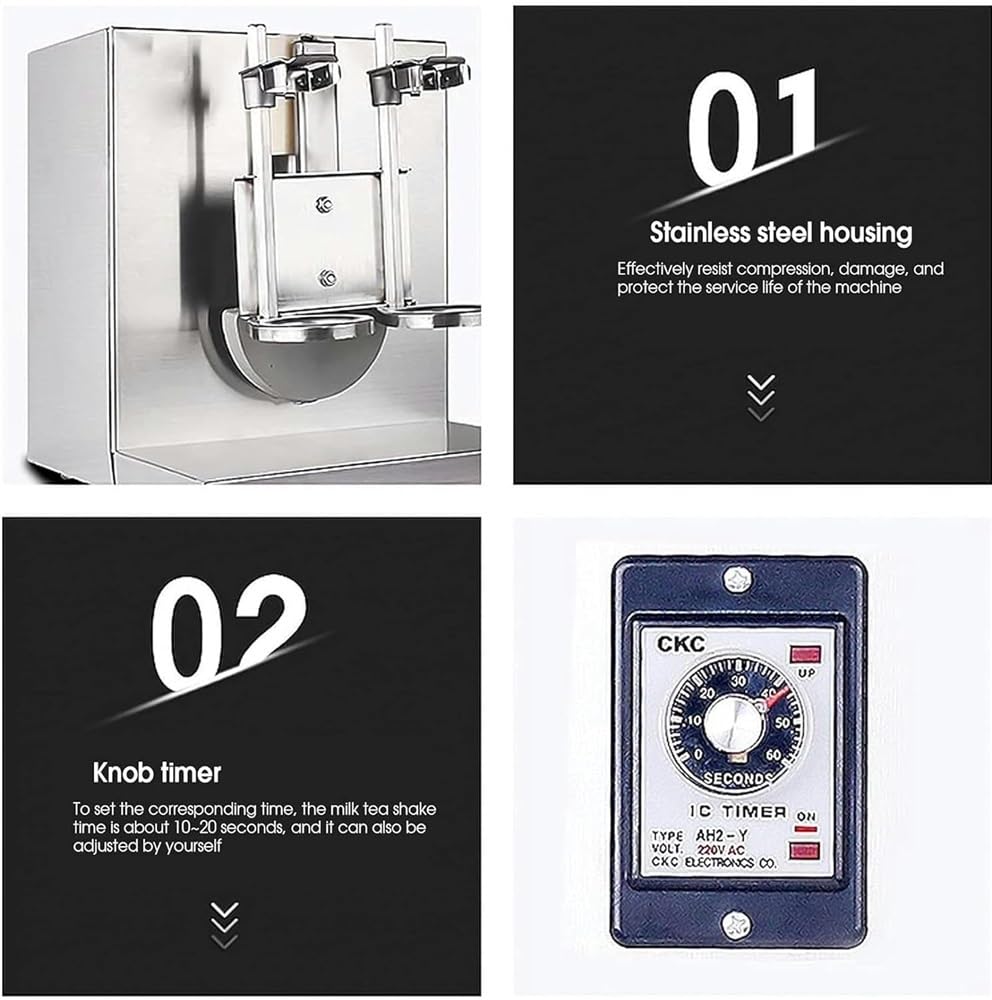 Macchina per frappè, shaker elettrico in acciaio inox per tè al latte, cocktail e bevande, miscelatore automatico per frullati e bevande