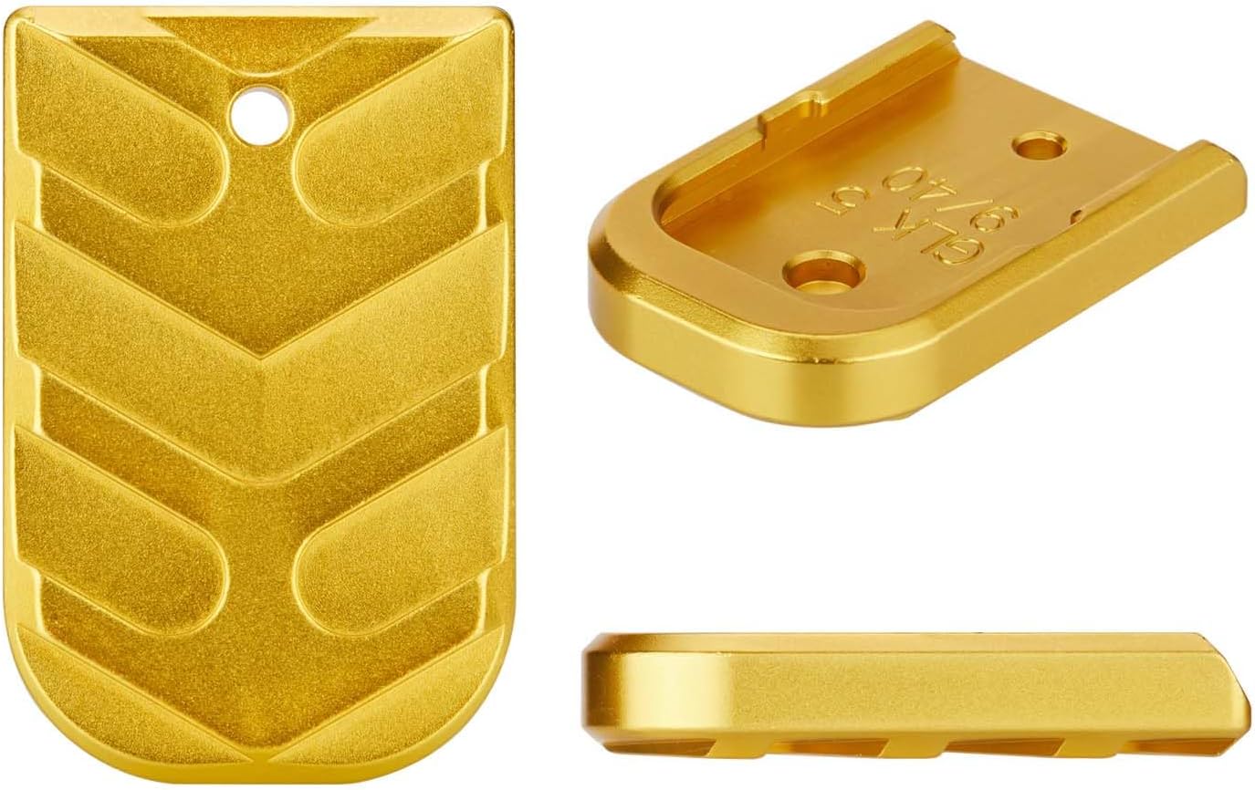 NDZ Performance Magazine Base Plate for Glock 19 17 22 23 27 34 45 Gen 5 in 9mm, .40, Textured Anodized Aluminum with Aspis Cut, Made in The USA - Choose Plate Color