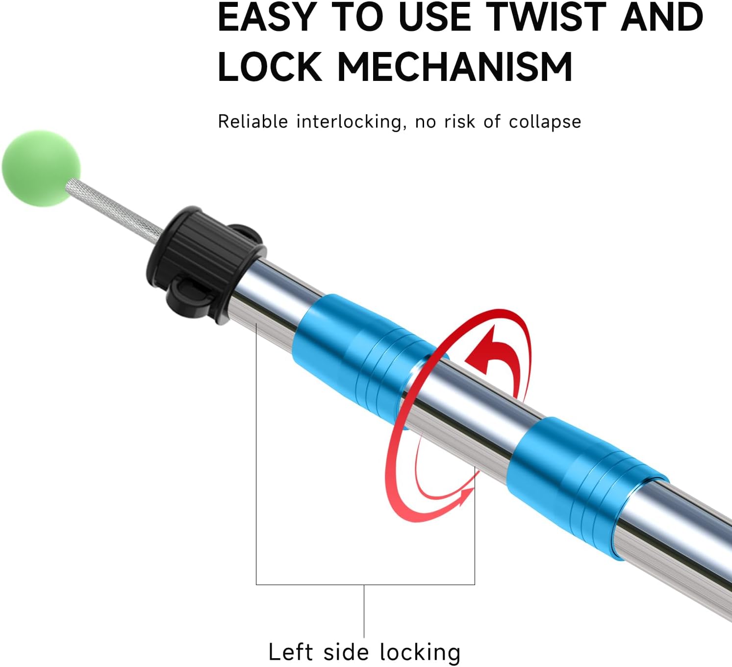 KOMCLUB Telescoping Tent Tarp Pole Adjustable Tarp Poles 3 Section Heavy Duty Canopy Poles Stainless Steel Portable Camping Poles 33"-86.61" for Hiking Car Canopy Awning 2Pcs Set (Blue)