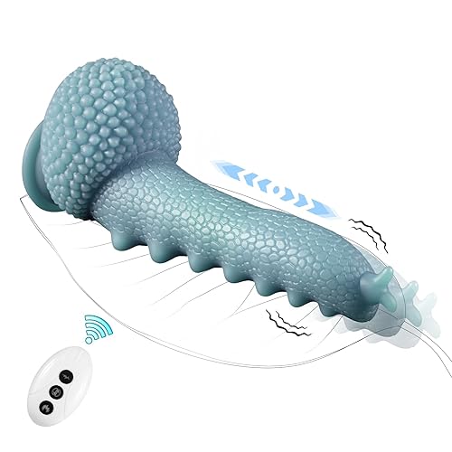 Thrusting Dildo Vibrator Sex Toys - 9.06" Snail Adult Toys Vibrators with 3 Thrusting & 9 Vibrating Modes for G Spot Anal Stimulation, Silicone Fantasy Dildos Suction Cup Adult Sex Toys & Games - Gray