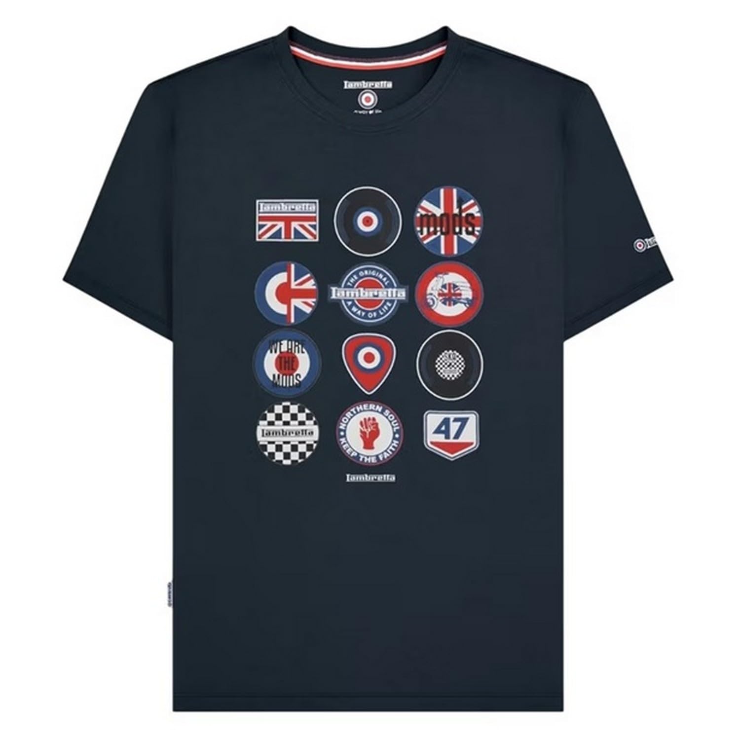 Lambretta Mens Badges Short Sleeve T-Shirt - Navy - L