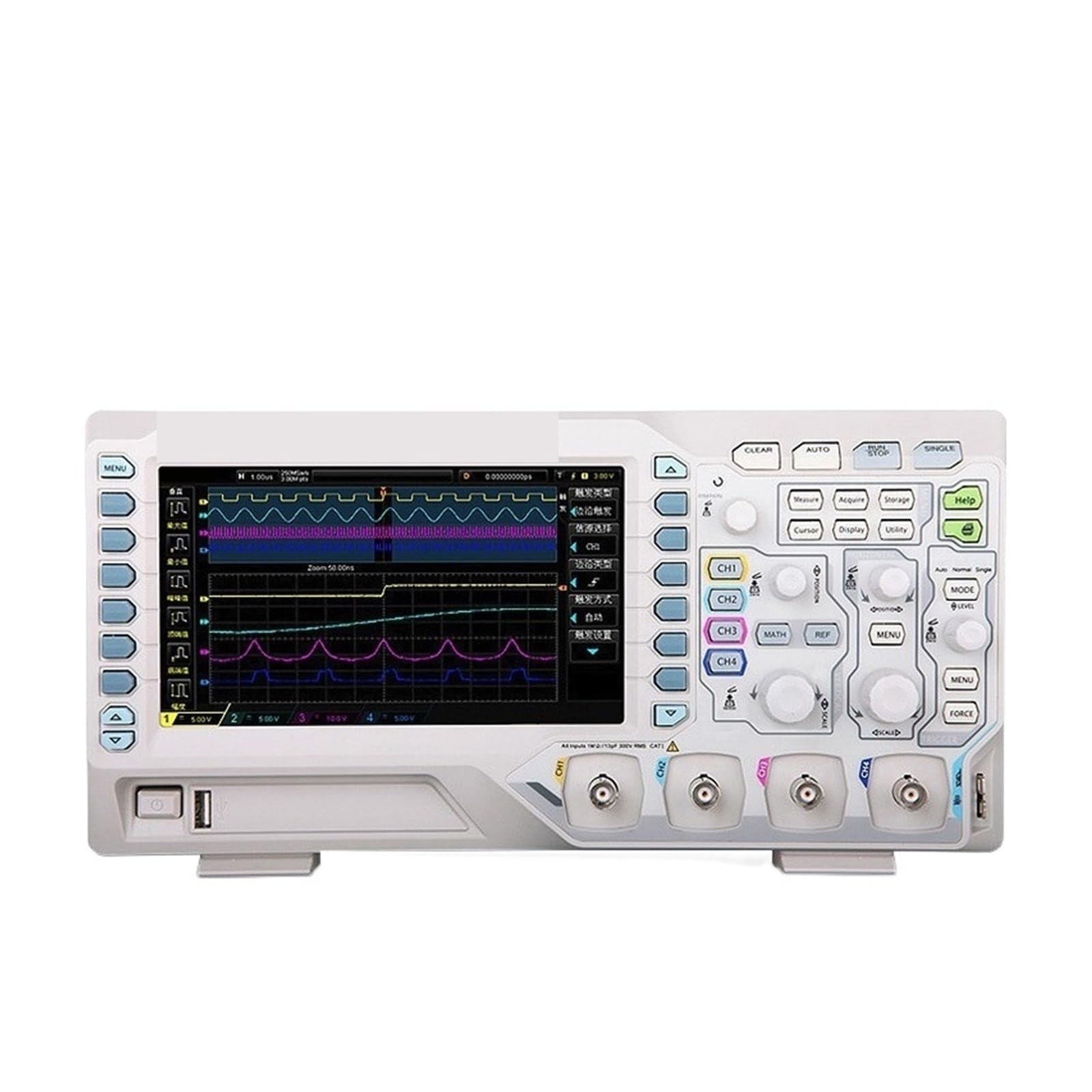 Osciloscopio digital con pantalla de 7" 50MHz 4 canales analógicos Tasa de muestreo 1GSa/s 24 Memoria Profundidad Forma de onda Almacenamiento Reproducción,De larga duración