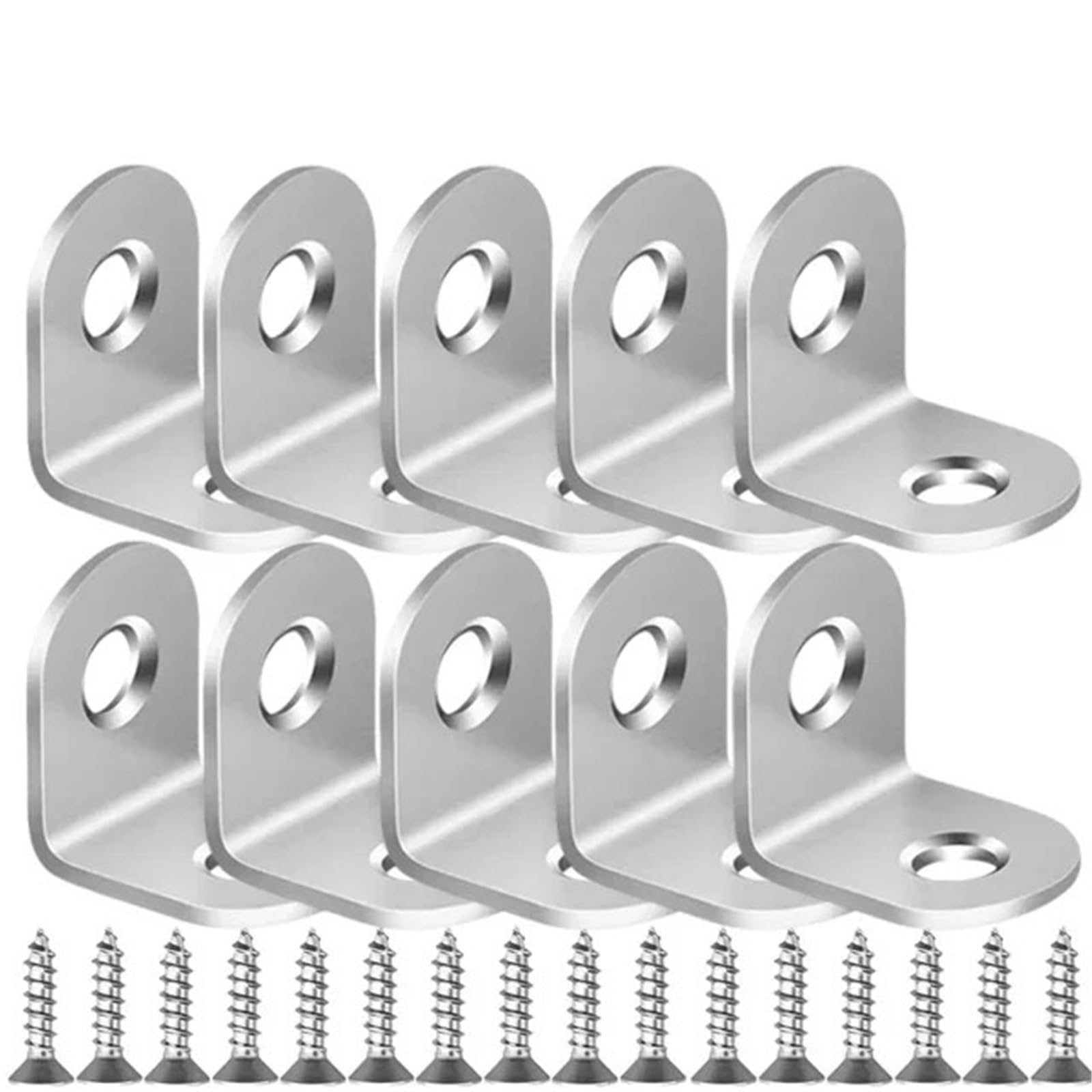 Rrypbovg 10Set-16X20mm L Brackets Stainless Steel With Screws Cabinet Corner Brace Joint Fastener Wood Screens Shelf Furniture Hardware(10Set-16X20mm)