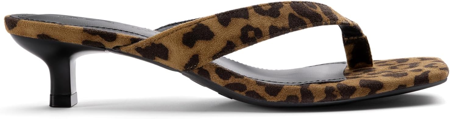 Athlefit Women's Kitten Heels Flip Flops Square Toe Low Heels Slip On Comfortable Summer Thong Heeled Sandals - Image 4