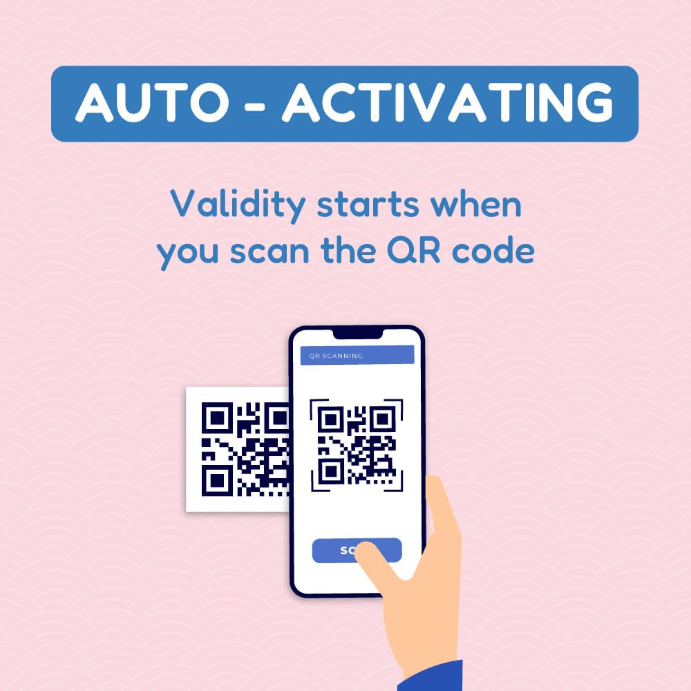 Japan ESIM – 7 Tage, 3 GB/Tag Highspeed-Daten, Keine Sprach/SMS, Einfache QR-Aktivierung