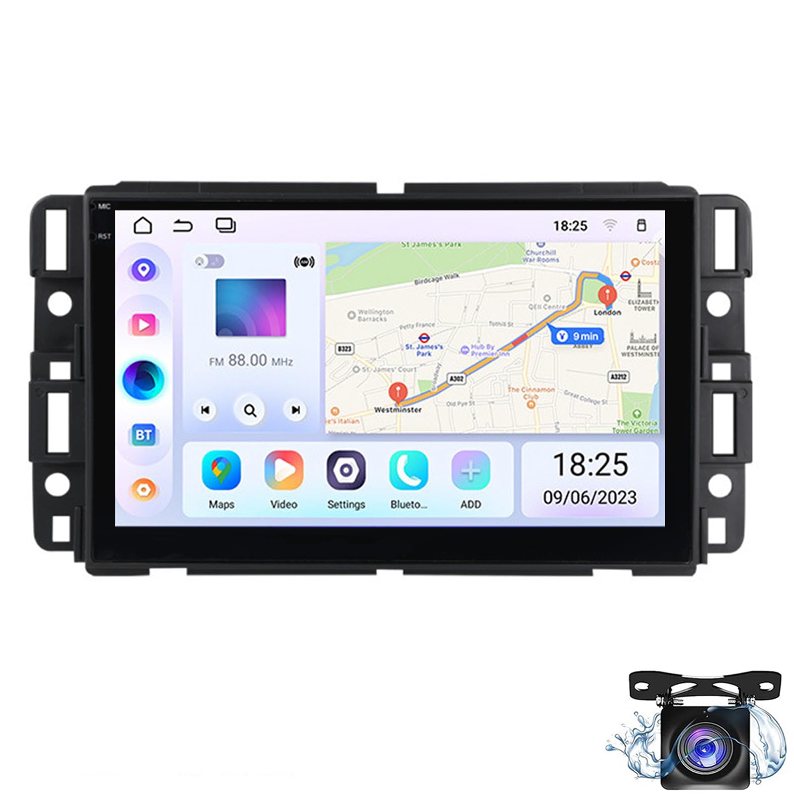 7-inch Car Radio For GMC/Che-vrolet/Sierra/Yukon/Traverse/Equinox Wireless CarPlay Android Auto Bluetooth GPS Navigation FM Wi-Fi Steering Wheel Controls Reversing Camera Microphone(Color:4G 8G+128G)