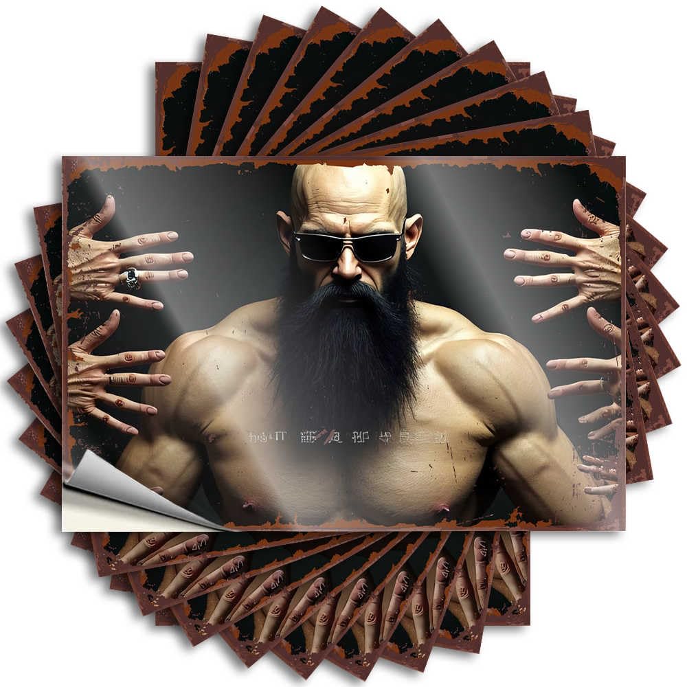 Mens Room Accessories, Bumper Funny Hard Quote Stickers, Affirmation No Residue Decals for Luggage | Boss Party Favor Custom Muscular Man with Sunglasses Surrounded By Hands(12X18CM)