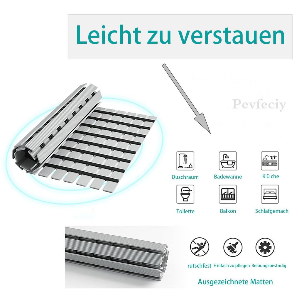 Antirutschmatte dusche 60x90 cm / 2.1 kg für Moderne Duschraum Automatische Ableitung Duschmatte rutschfest Waschbar Duscheinlage rutschfest