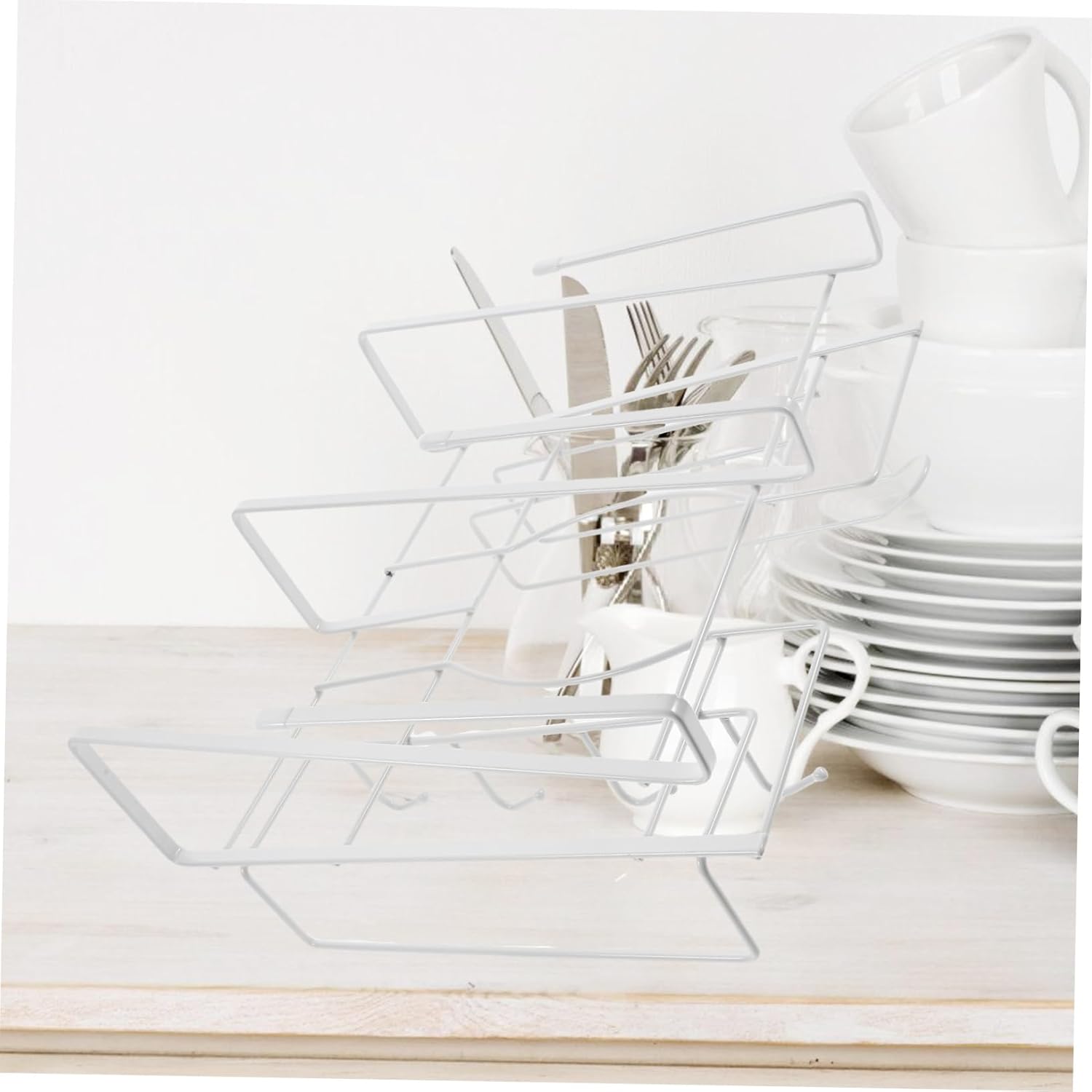 PRETYZOOM Multi Use Under Shelf Kitchenware Hanger Mug Holder Rack for Cabinet Punch Design Space Saving Utensil Organizer for Cutting