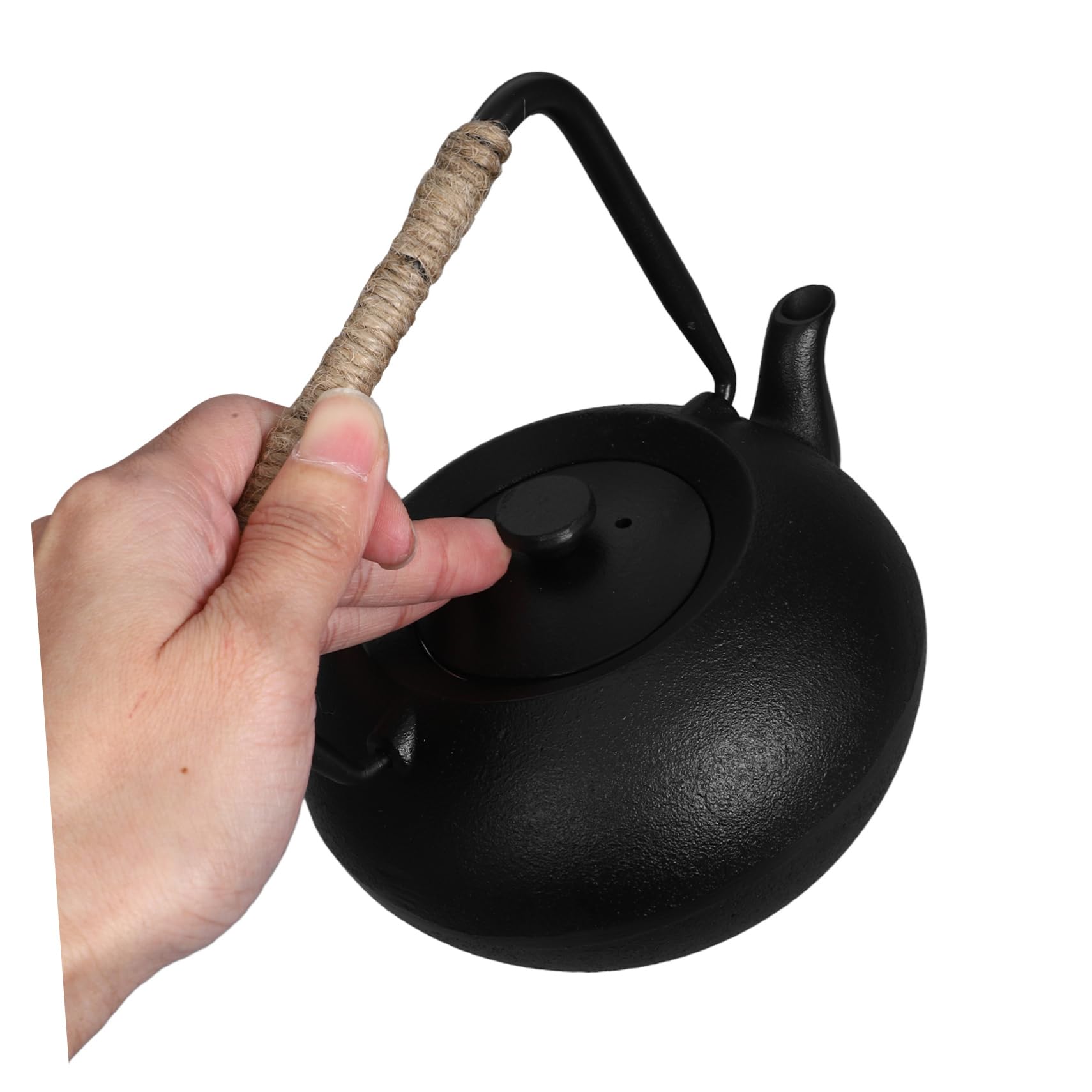 Tetera de Hierro Fundido 600ml Negra para Estufa con Infusor | Estilo Japonés, para Té de Hojas Sueltas, Bolsitas, Café y Leche, Uso en Casa o Picnic