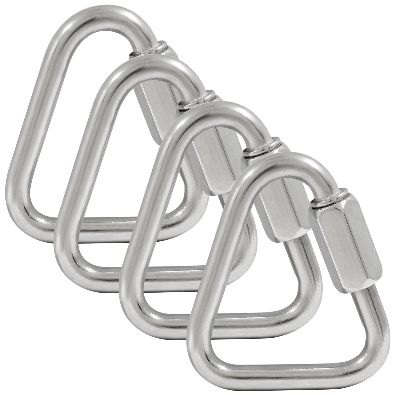 Qjaiune 4Pcs Delta Quick Links 1/4 Inch 316 Stainless Steel Triangle Locking Quick Connector, M6 Quick Link Chain Heavy Duty Durable Chain Connector - 992lbs Capacity