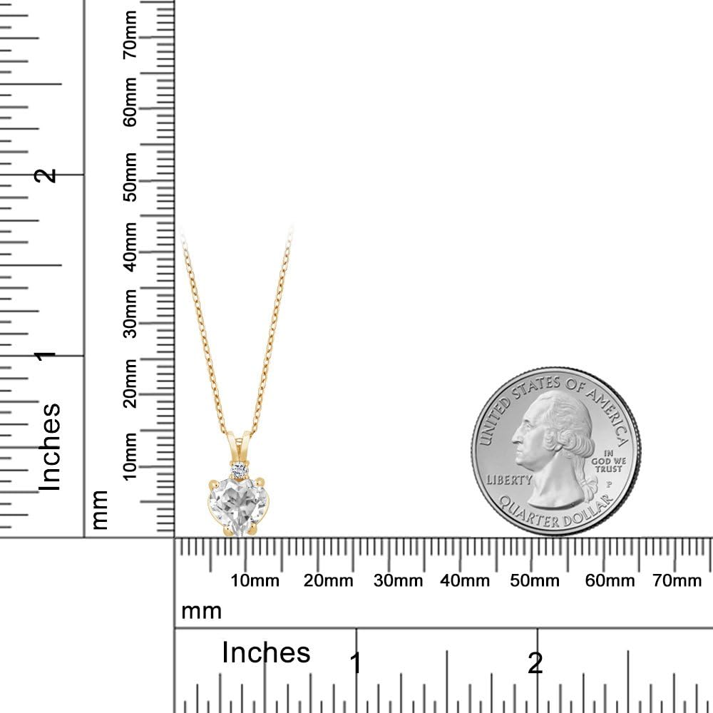 Gem Stone King 2.08 Ct Heart Shape White VS Topaz 14K Yellow Gold Pendant - Image 3